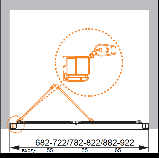 Душевая дверь в нишу CEZARES ANIMA-W-BS-90-P-Cr - Вид №2