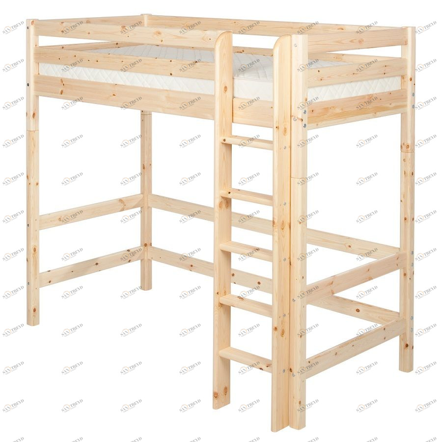 Кровать Flexa Classic высокая с прямой лестницей, лакированная, 200 см 9010070101