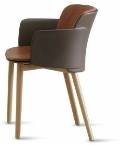 Desalto Стул из полипропилена и кожи с подлокотниками