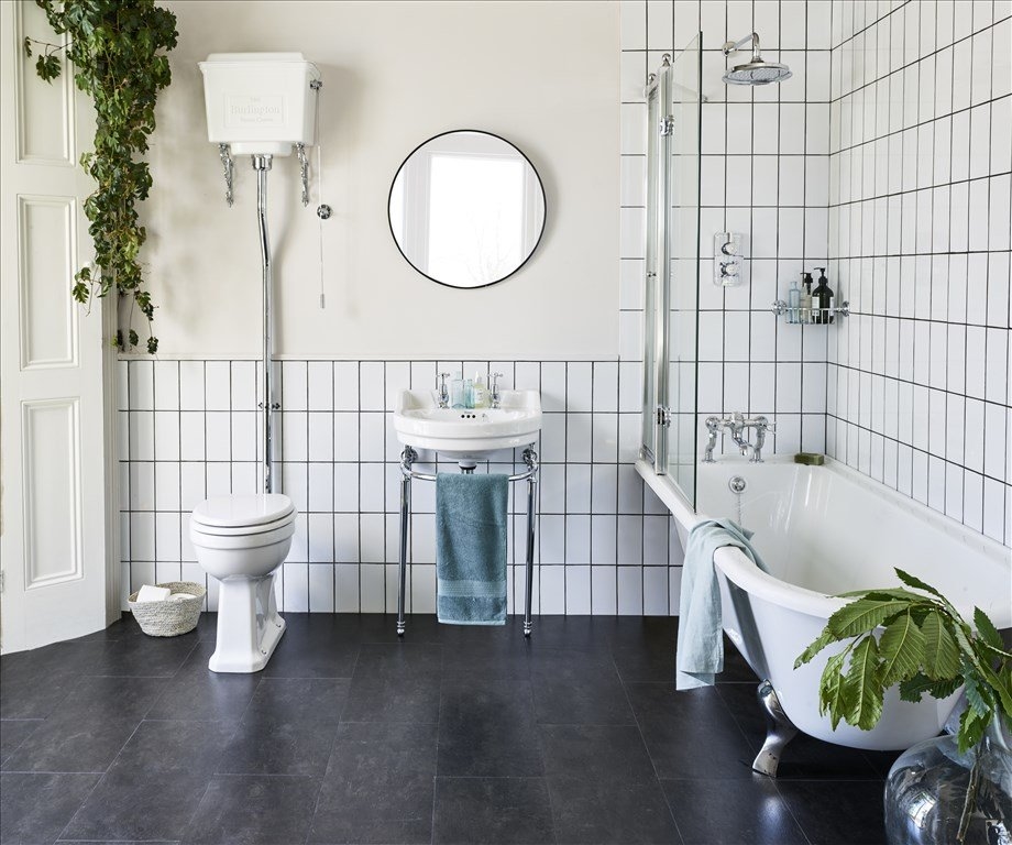 B6 1TH, T24A CHR Напольная раковина стоящая овальная Burlington EDWARDIAN - Вид №3