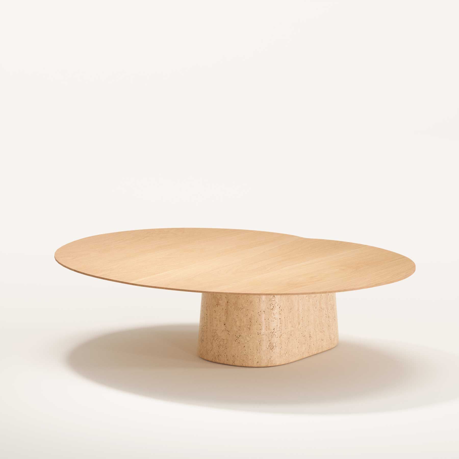 Низкий овальный журнальный столик из дерева и травертина Wewood Anchor ARCH-00091097 - Вид №4