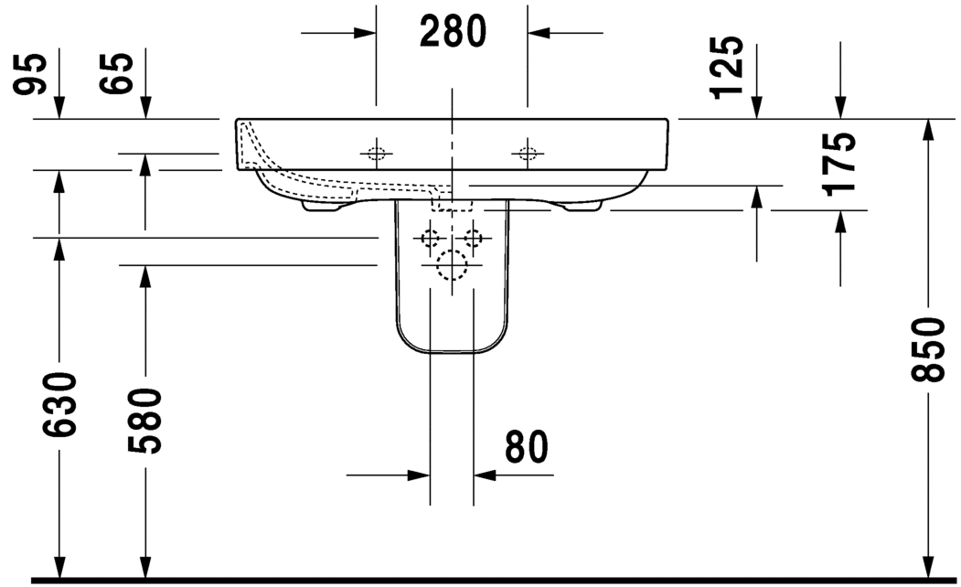 2316800030 Подвесная раковина настенная овальная Duravit Happy D.2 - Вид №3
