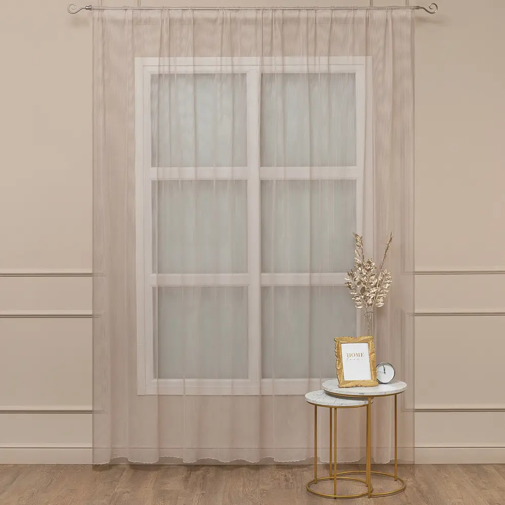 AMORE MIO Тюль Premium на ленте с волновым краем 300×260 см бежевый 89288245 STLM-1041669