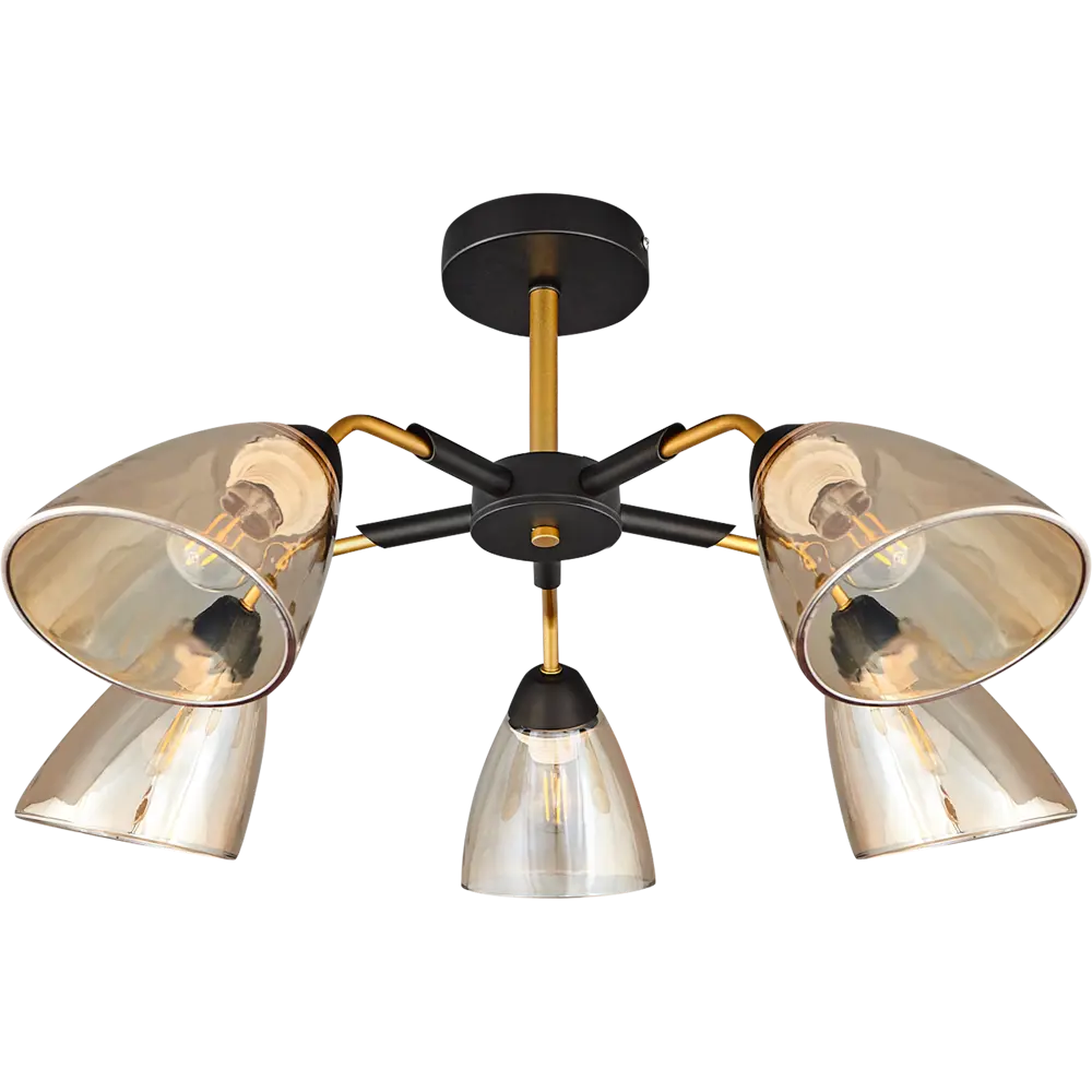 Люстра потолочная Jlight Alma 3152/5C 5 ламп E27 60W цвет черный и матовое золото 85233263 STLM-2172851  - Вид №1