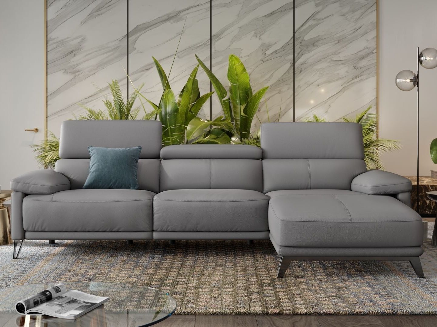 Кожаный диван с полуостровом Sofanella Celano ARCH-00027889 - Вид №1