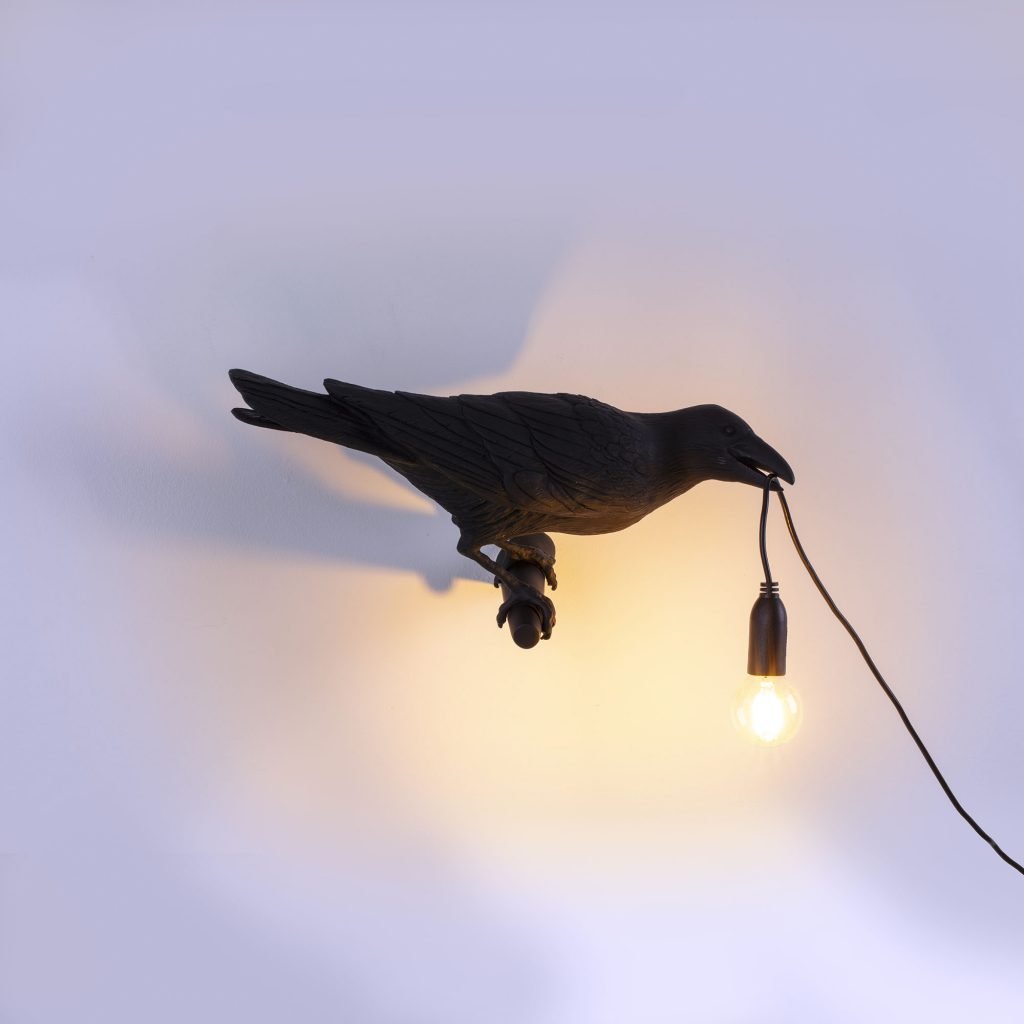 Светильник настенный черный Bird Lamp Black Looking Right 14738 SELETTI С ПТИЧКОЙ 00-3882936 Черный  - Вид №3