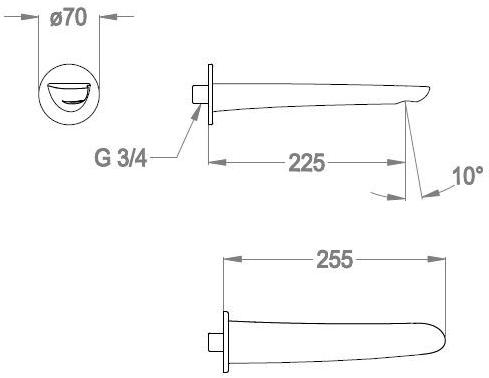 Fir Italia Стенной излив Synergy open 93 9344215 - Вид №1