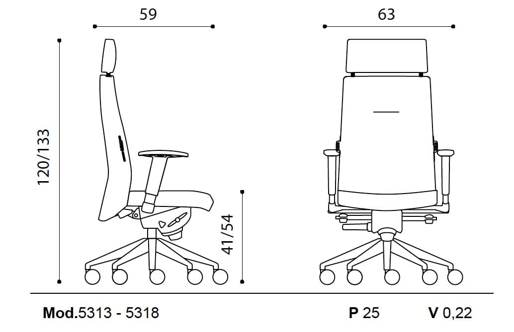 Кожаное вращающееся офисное кресло с подголовником Ares Line Trendy ARCH-00054457 - Вид №5