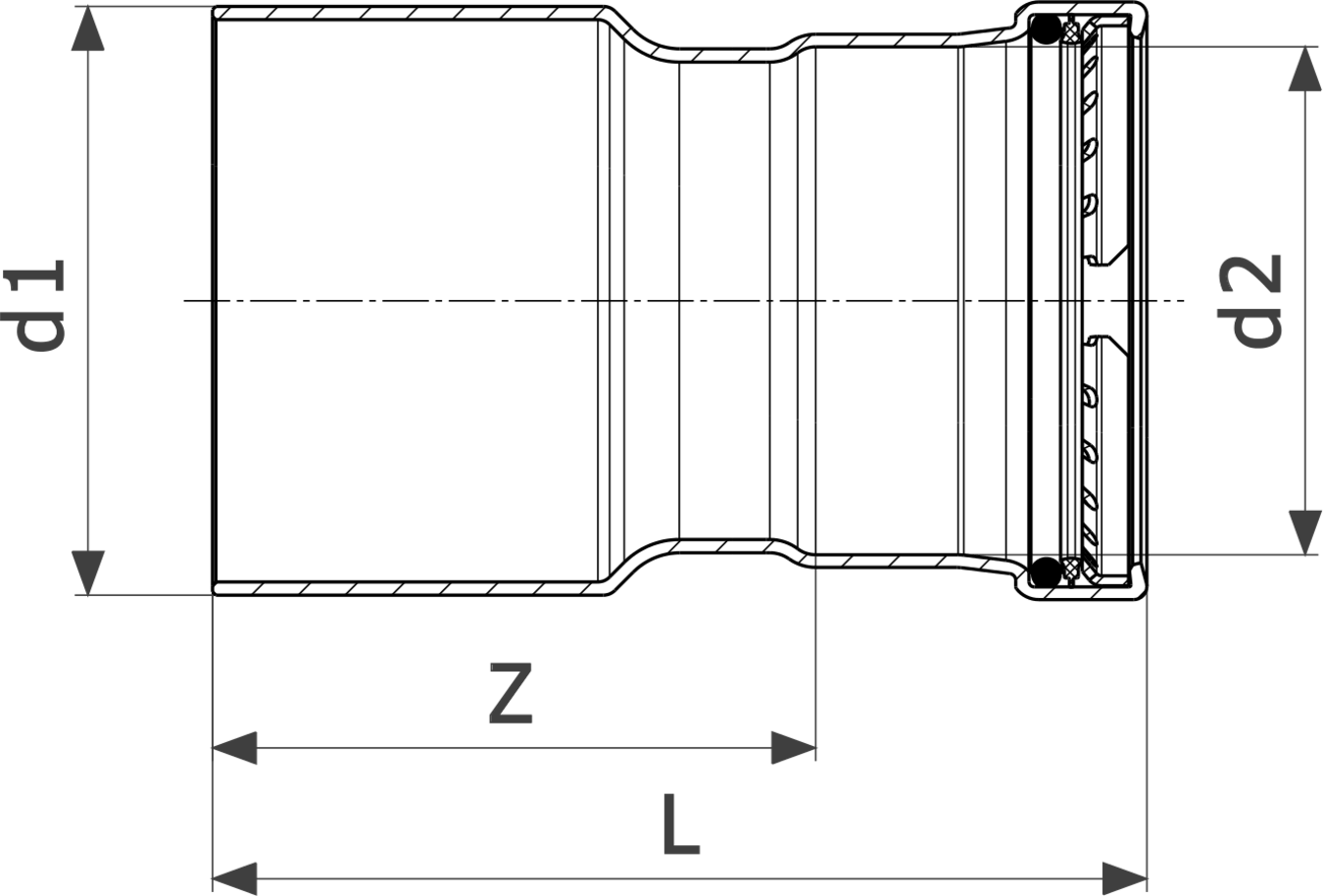 598 150 Модель 1115.1XL Трубопроводные системы  Prestabo  Редукционные переходники Santreyd  - Вид №3
