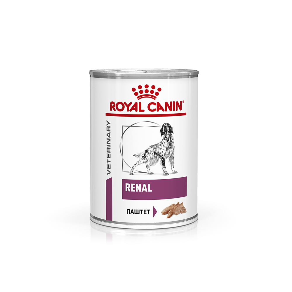 Т0023178 Корм для собак Vet Diet Renal при хронической почечной недостаточности, свинина конс. 410г ROYAL CANIN 