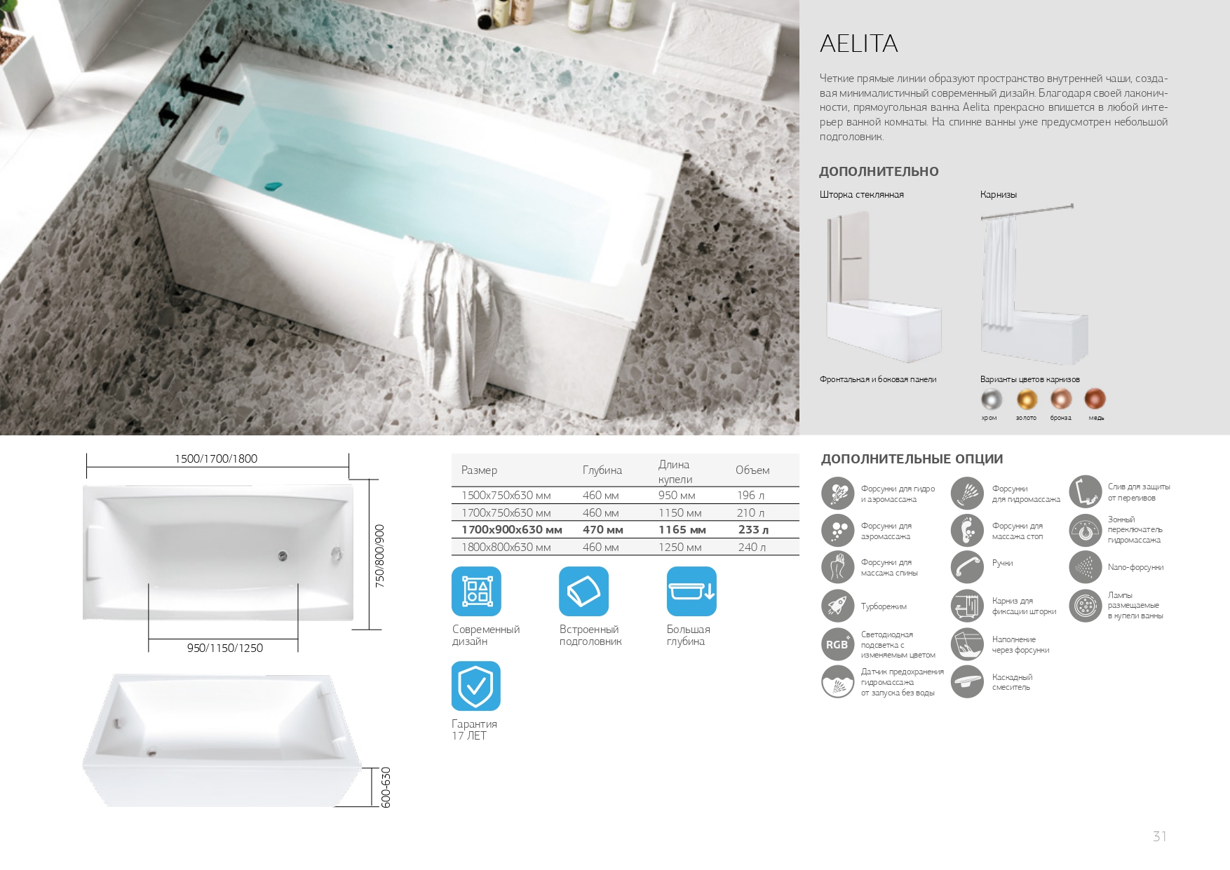 У99272 Ванна Marka One AELITA 170x90 1 Marka AELITA  - Вид №3