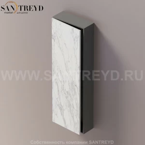 LIFT Модульный шкаф 120 см с левой дверью на доводчиках. Модули могут располагаться горизонтально и вертикально. Отделка: темно-серая краска и белый мрамор. AMOB054MCLGSX