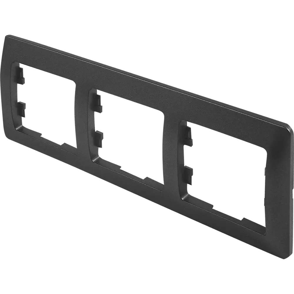 Рамка Schneider Electric Glossa для розеток и выключателей на 3 поста, антрацит 86710226 STLM-0070830 - Вид №1