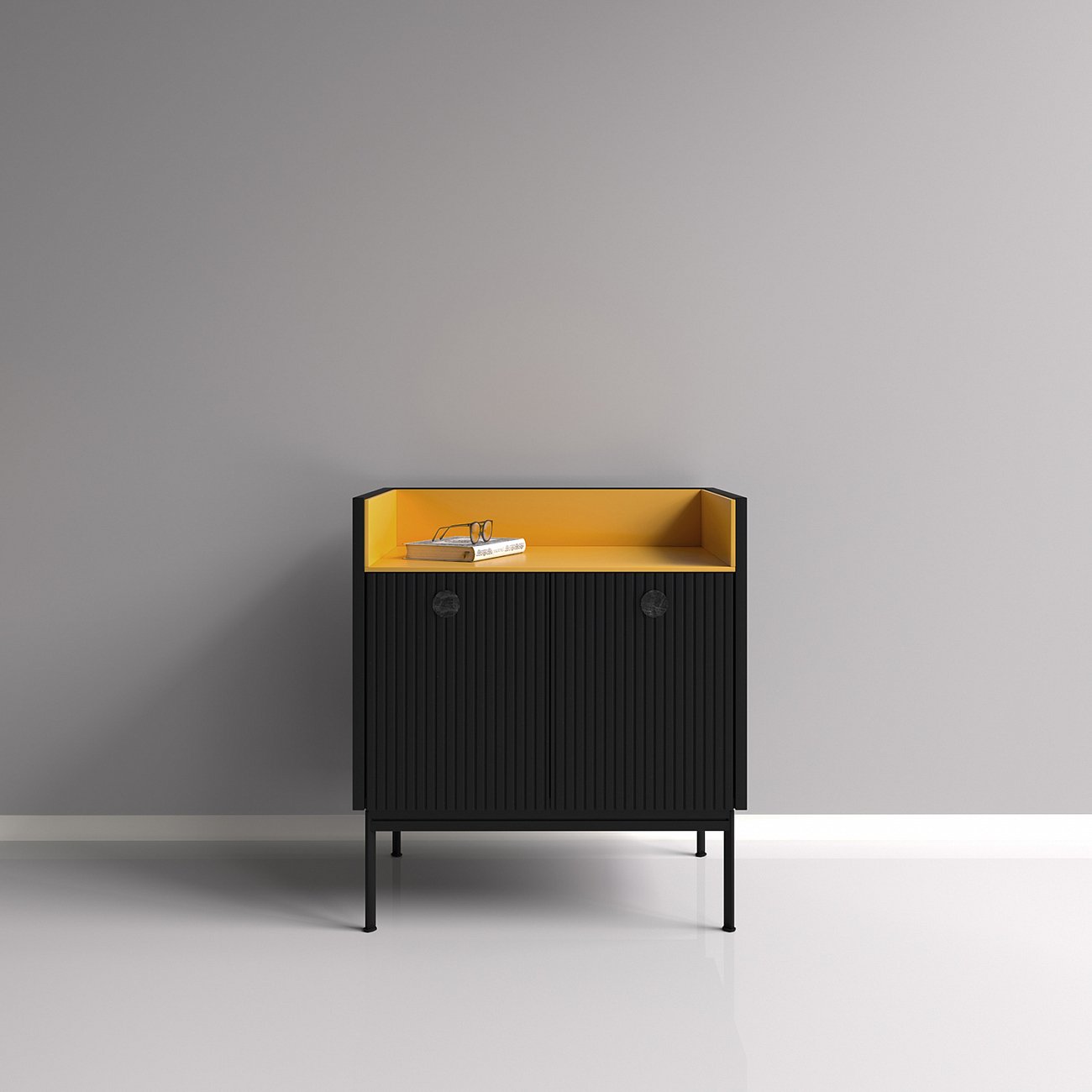 Тумба высокая с полкой 71х64 см черная Look Yellow BRAGIN DESIGN LIVING 00-3862473 Желтый;серый - Вид №1