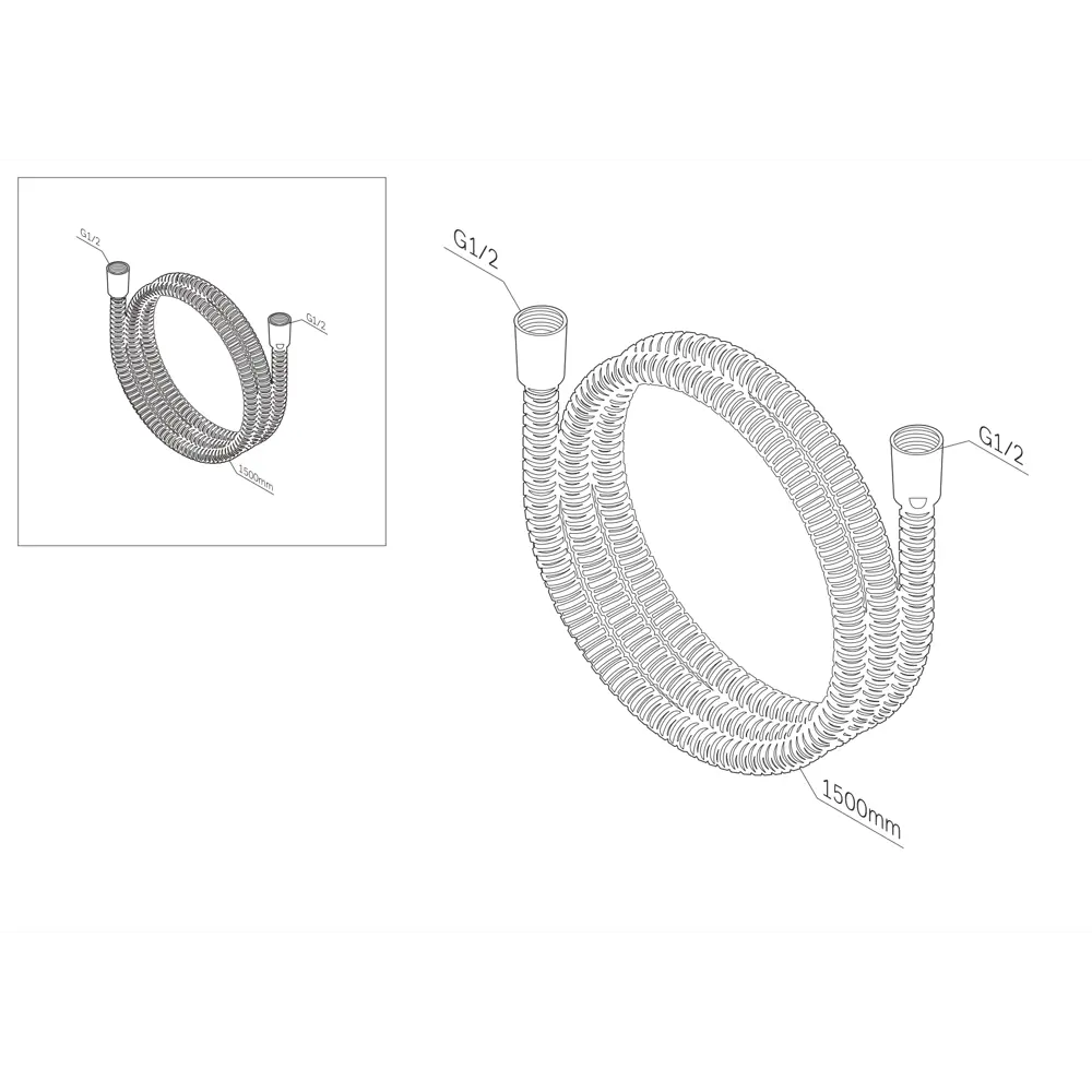 Душевой шланг AM.PM хром 1,5 м с защитой от перекручивания 89409672 STLM-1563518 - Вид №1