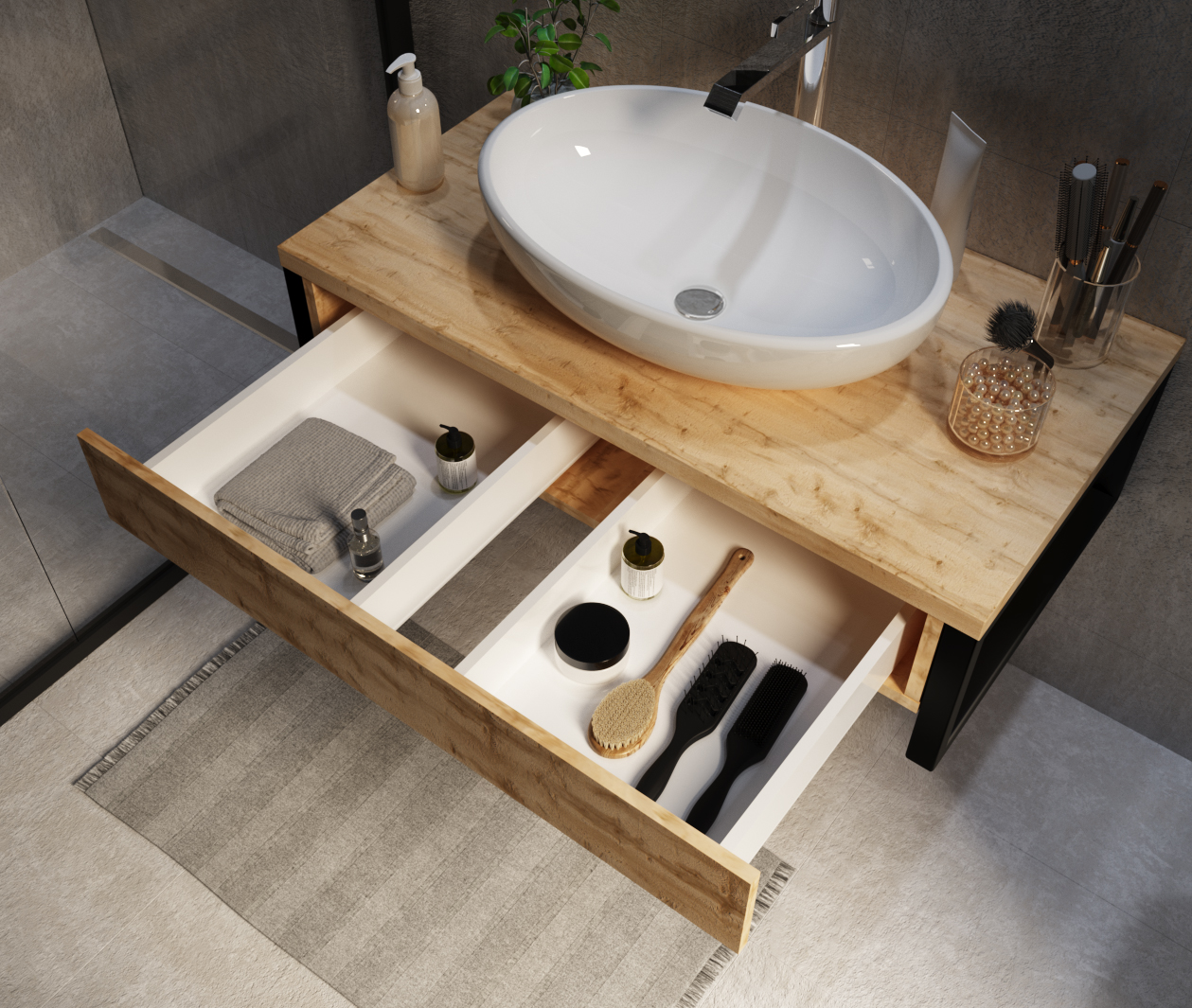 У85843 Тумба GRUNGE LOFT 90П 1в.я Дуб Вотан 1 Marka GRUNGE LOFT  - Вид №3