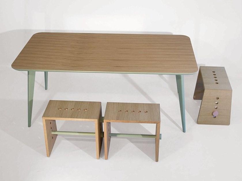 KARN Низкий деревянный табурет с подставкой для ног Karn design sun-id-1484121 - Вид №2