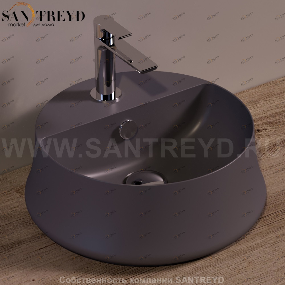 SH03ANTRACITEMATT Накладная раковина на столешницу  круглая Simas Sharp