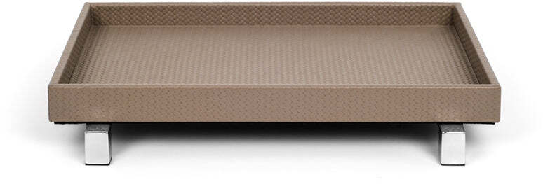 Риальто Поднос - 30X21,5XH4,5 см/металл-отделка_сатин-латунь/зернистая кожа_темно-серый