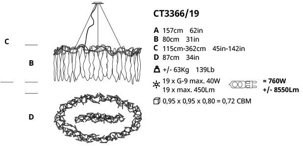 Serip Подвесной светильник из бронзы ручной работы Niagara Ct3366/19 - Вид №1