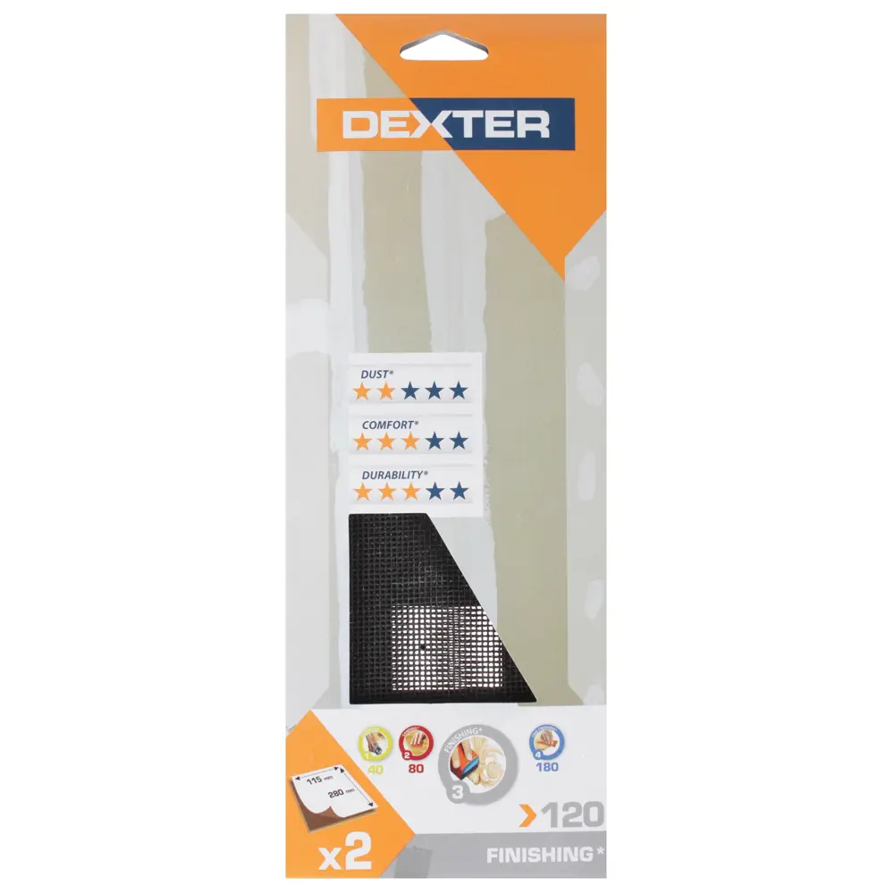 Абразивная сетка Dexter P120 для шлифовки гипса и шпаклевки, 2 шт 18783971 STLM-0012684 - Вид №5