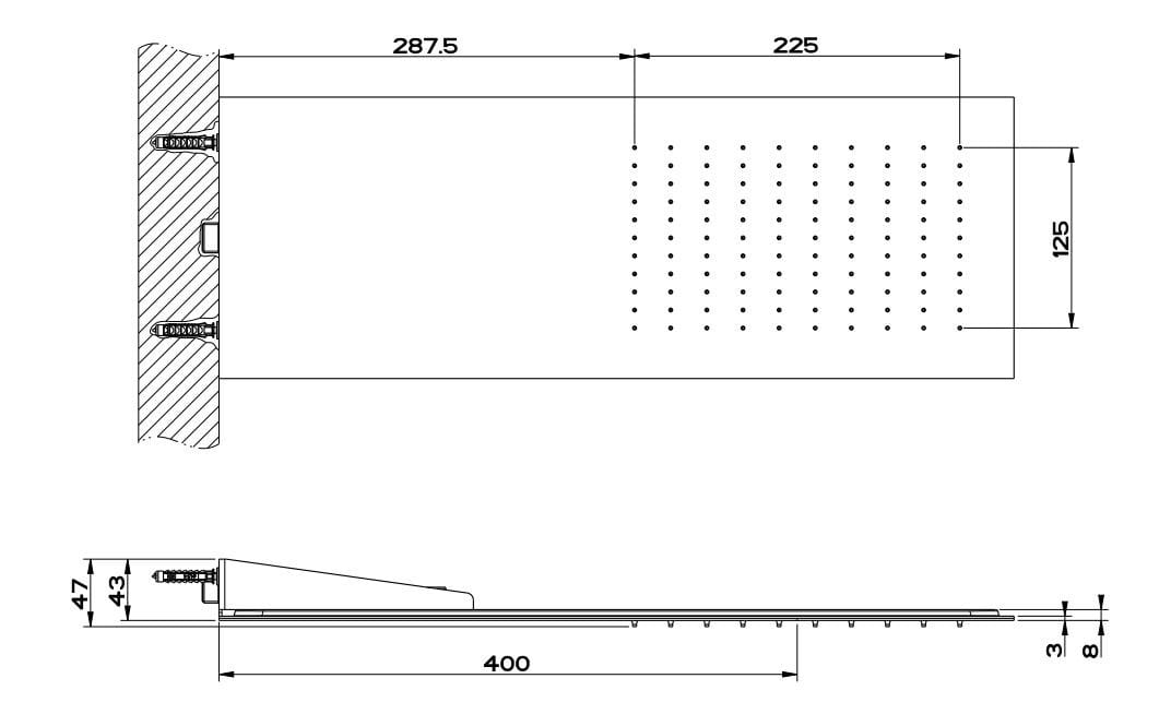 Ультра-плоская прямоугольная настенная душевая головка Gessi трехмиллиметровые ARCH-00031294 - Вид №8