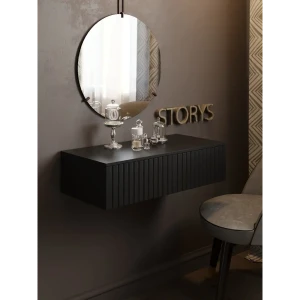 90753894 Консоль подвесная Storys Сити Николь 110x18x34 см ЛДСП цвет черный STLM-1330586