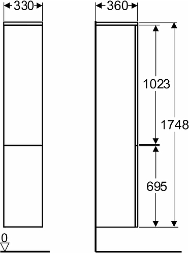 9640021001 IDO Glow шкаф высокий, с двумя дверцами, 330 мм, белый, push-to-open - Вид №5