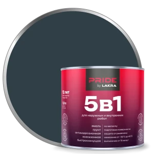 ЛАКРА Грунт-эмаль 5 в 1 для металла и дерева, цвет графит 1.9 л 89410835