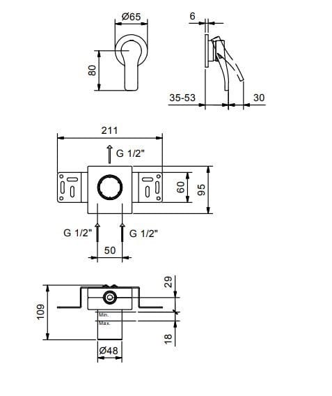 Смеситель для душа с одним отверстием ABOUTWATER AL/23 ARCH-00048202 - Вид №2