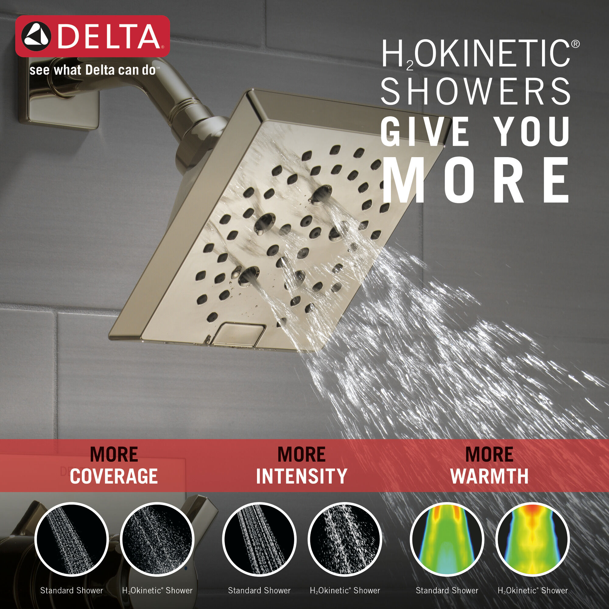 T17299-PN Накладка для душа Monitor® 17 серии H2Okinetic® Delta Faucet Pivotal Полированный никель  - Вид №2