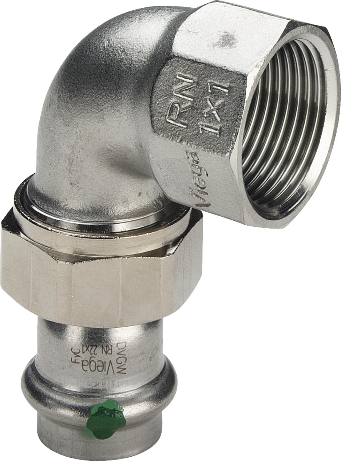 Viega Соединительный элемент резьбовой разъемный 90° Sanpress Inox 2355 (437336) 437 336
