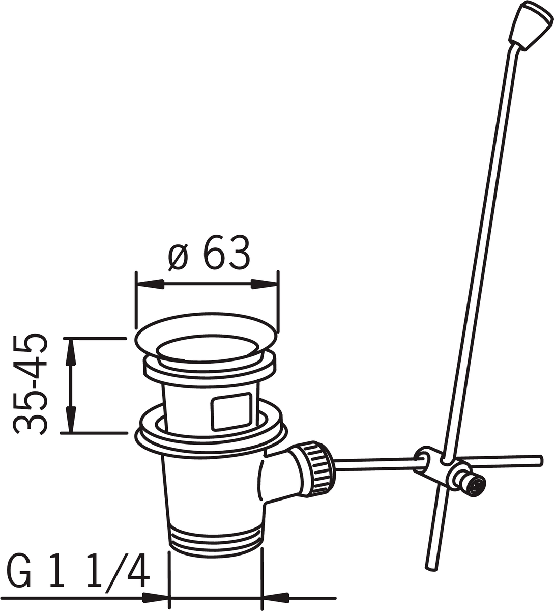 Oras 552051 Рычажный донный клапан 552051  Хром  - Вид №2