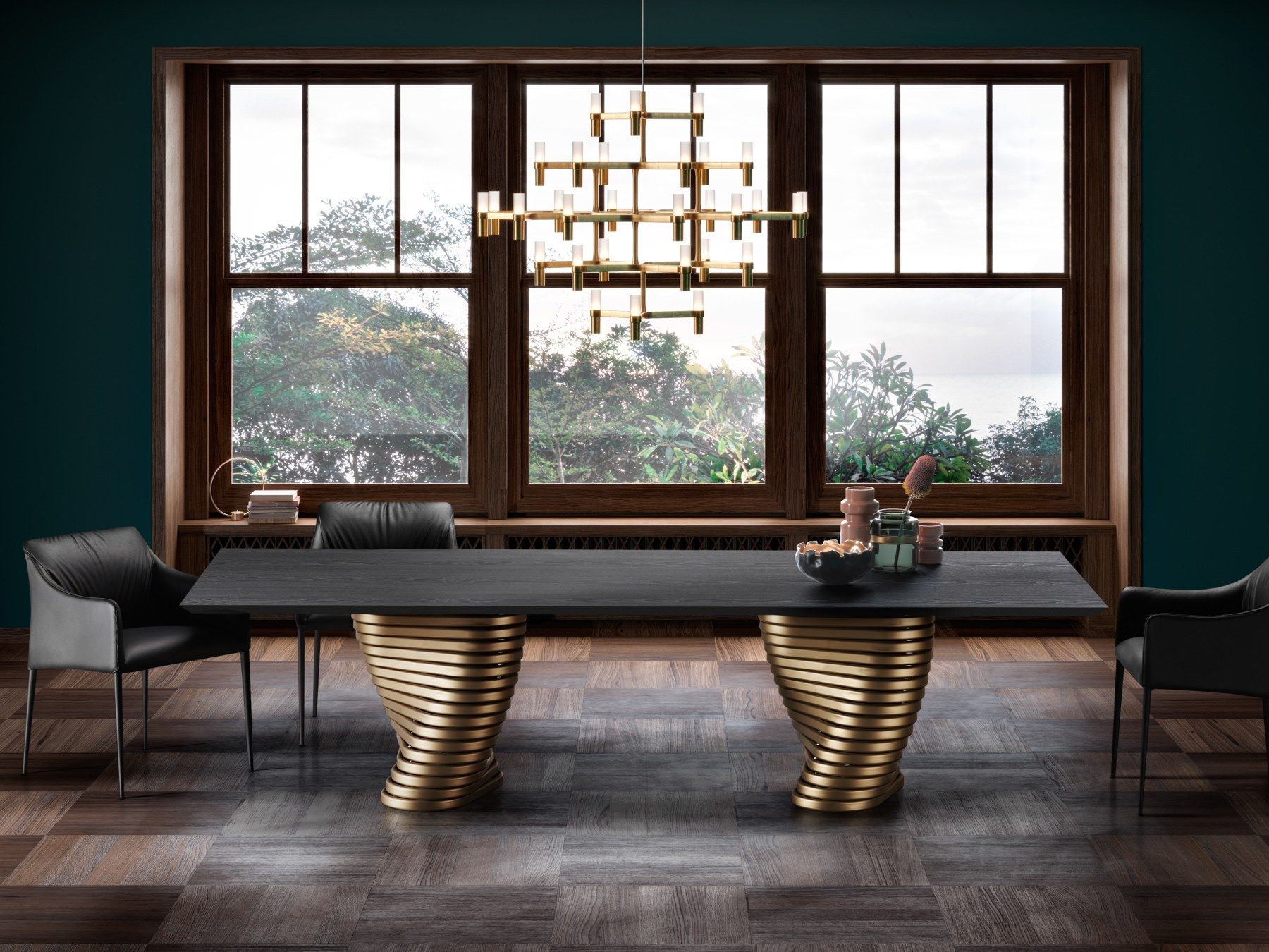 Деревянный прямоугольный стол с металлическим основанием EFORMA рулон ARCH-00115397 - Вид №2