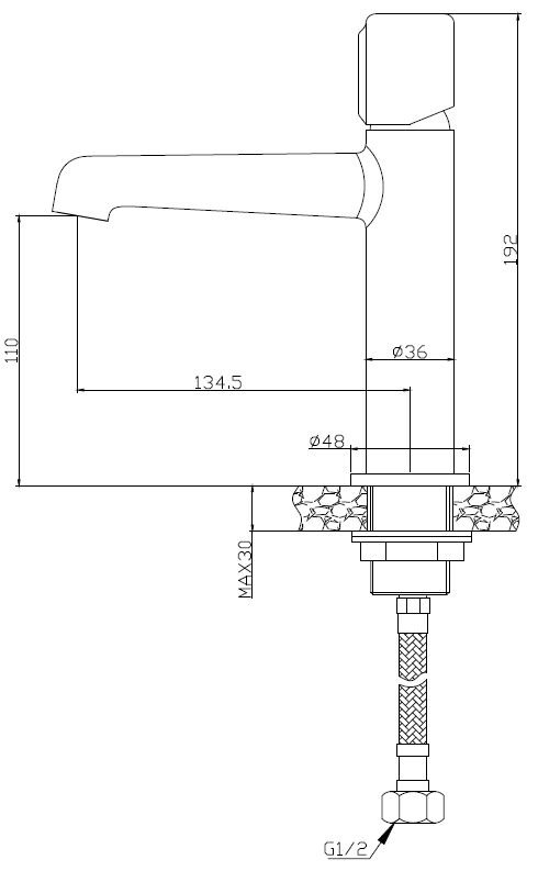 Смеситель для раковины без донного клапана BelBagno UNO-LVM-CRM - Вид №1