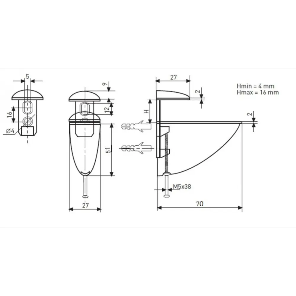 Полкодержатель Jet Пеликан для стеклянных и деревянных полок 89124179 STLM-0078675 - Вид №2
