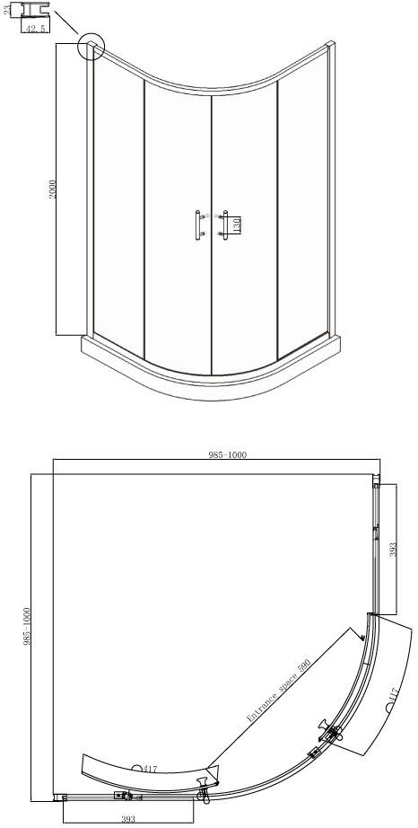 Душевое ограждение Ambassador Kingston 14011105 (1000x1000x2000), 1 место  - Вид №8
