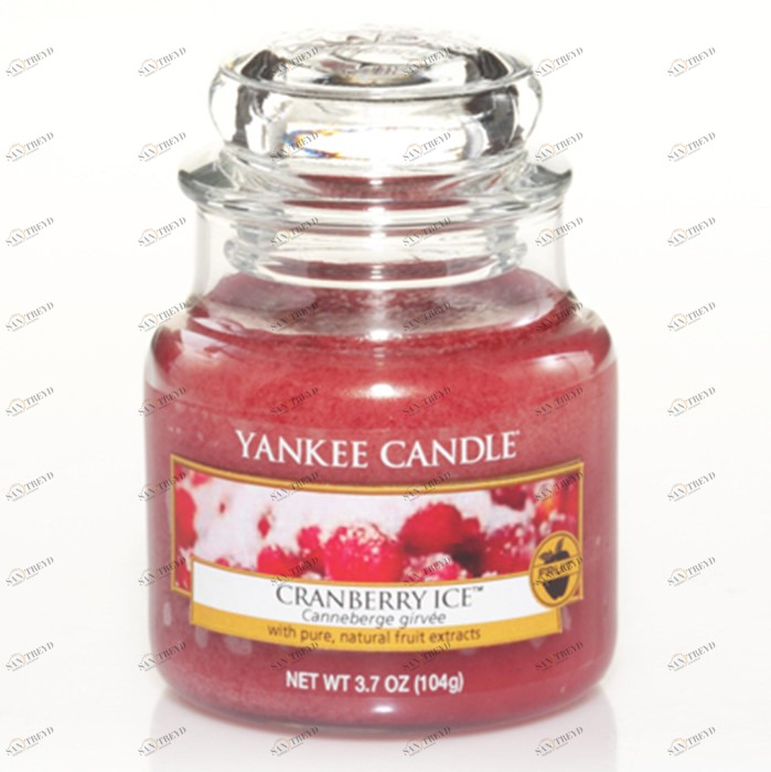 Свеча маленькая в стеклянной банке "Клюква со льдом" Cranberry Ice 104гр 25-45 часов YANKEE CANDLE  267900 Красный 