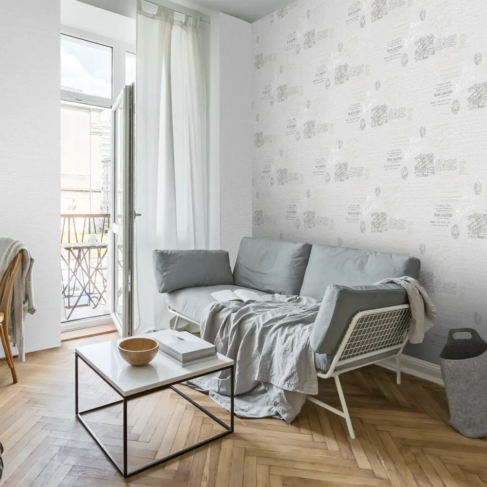 Victoria Stenova Michelle - Серые флизелиновые обои с элегантной текстурой 84534399 STLM-0826587 - Вид №3