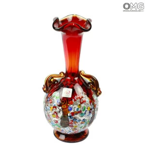 604 ORIGINALMURANOGLASS Ваза-сосуд Красная Петух - муранское стекло OMG 15 см
