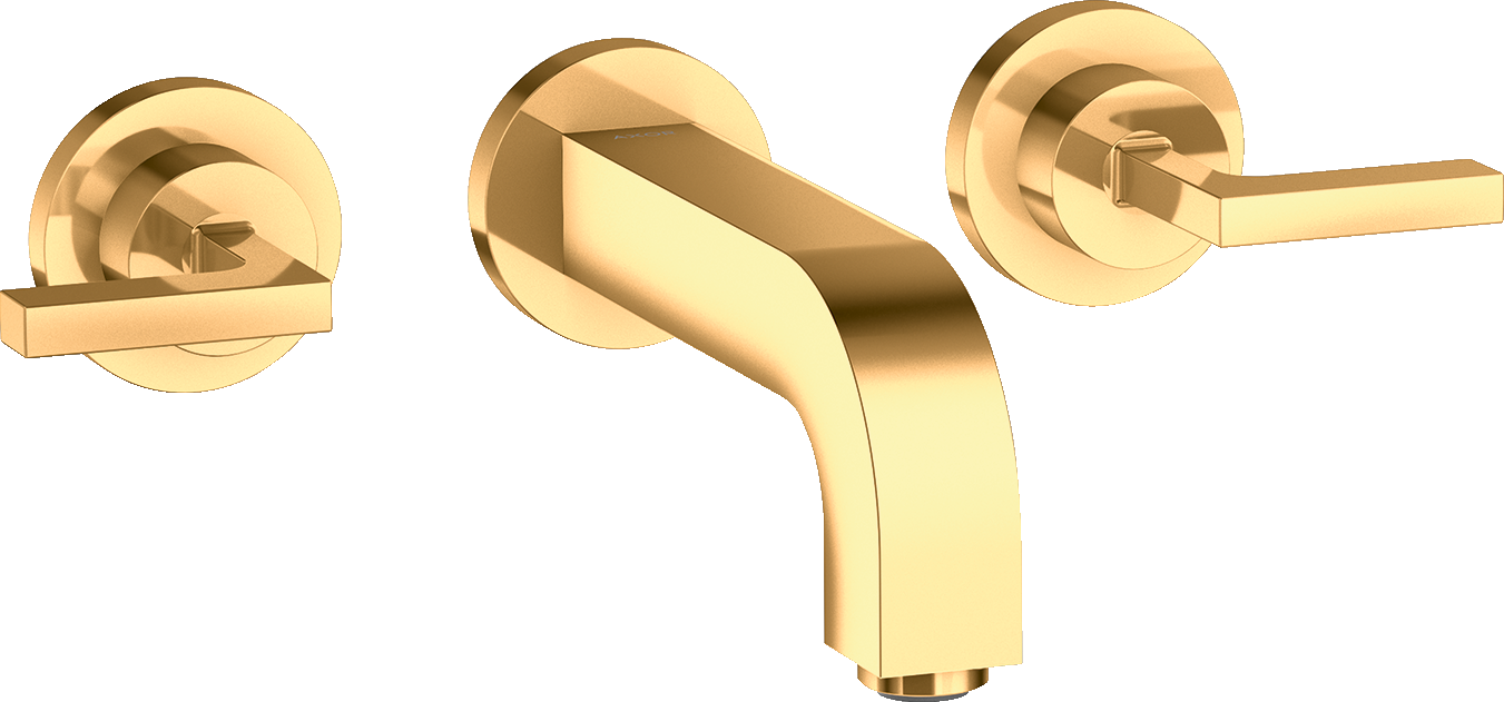 39315990 Смеситель для раковины на 3 отверстия, скрытого монтажа, настенный, с изливом 162 мм, рычажными ручками и накладками AXOR CITTERIO