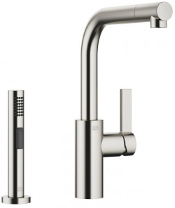 33826790-06_1_27721970-06_1 Смеситель однорычажный с душевым гарнитуром для ополаскивания - платина матовая Dornbracht Elio