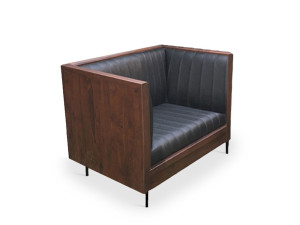 Кресло из тикового дерева и кожи с подлокотниками