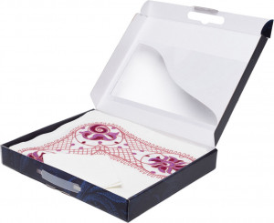 10659138 Торжокские золотошвеи Набор из скатерти и 12 салфеток "Калейдоскоп" , рисунок 4086, белый Лён