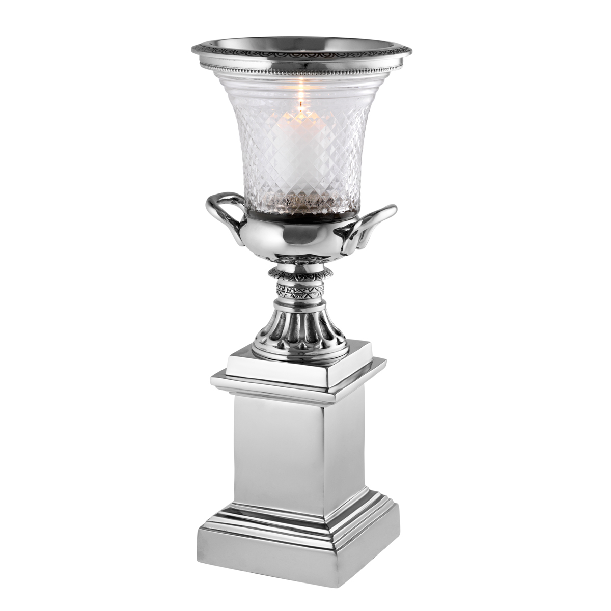 Подсвечник стеклянный на пьедестале серебряный Washington от Eichholtz EICHHOLTZ EICHHOLTZ 060261 Прозрачный;серебро  - Вид №1