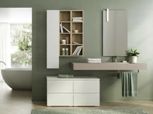 LEGNOBAGNO Подвесная тумба под умывальник из hpl с вешалкой для полотенец с зеркалом Freedom lineare