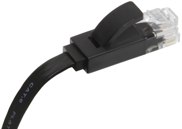GCR-LNC616-3.0m патч-корд prof плоский прямой 3.0m, utp медь кат.6, черный, позолоченные контакты, 30 awg, ethernet high speed 10 гбит/с, rj45, t568b Greenconnect Santreyd  - Вид №6