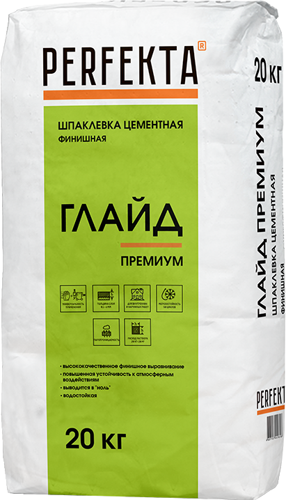 82105890 Шпаклевка цементная финишная 20 кг ГЛАЙД ПРЕМИУМ STLM-0019034 PERFEKTA