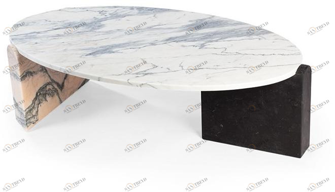 Mambo Unlimited Ideas Низкий овальный мраморный журнальный столик Jean sun-id-1441879