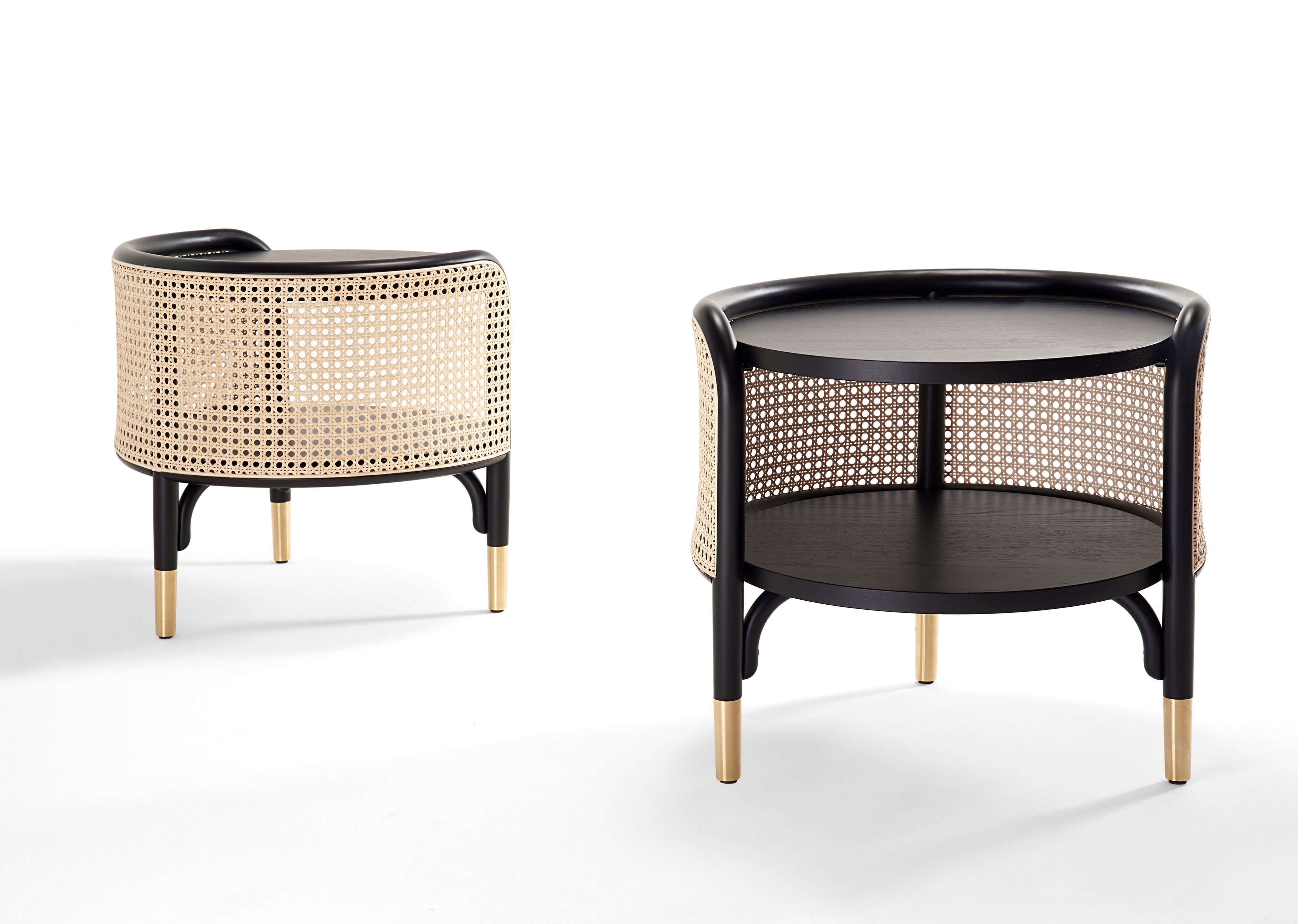 Круглый журнальный столик из бука и соломы в Вене Wiener GTV Design Mos ARCH-00049201 - Вид №3